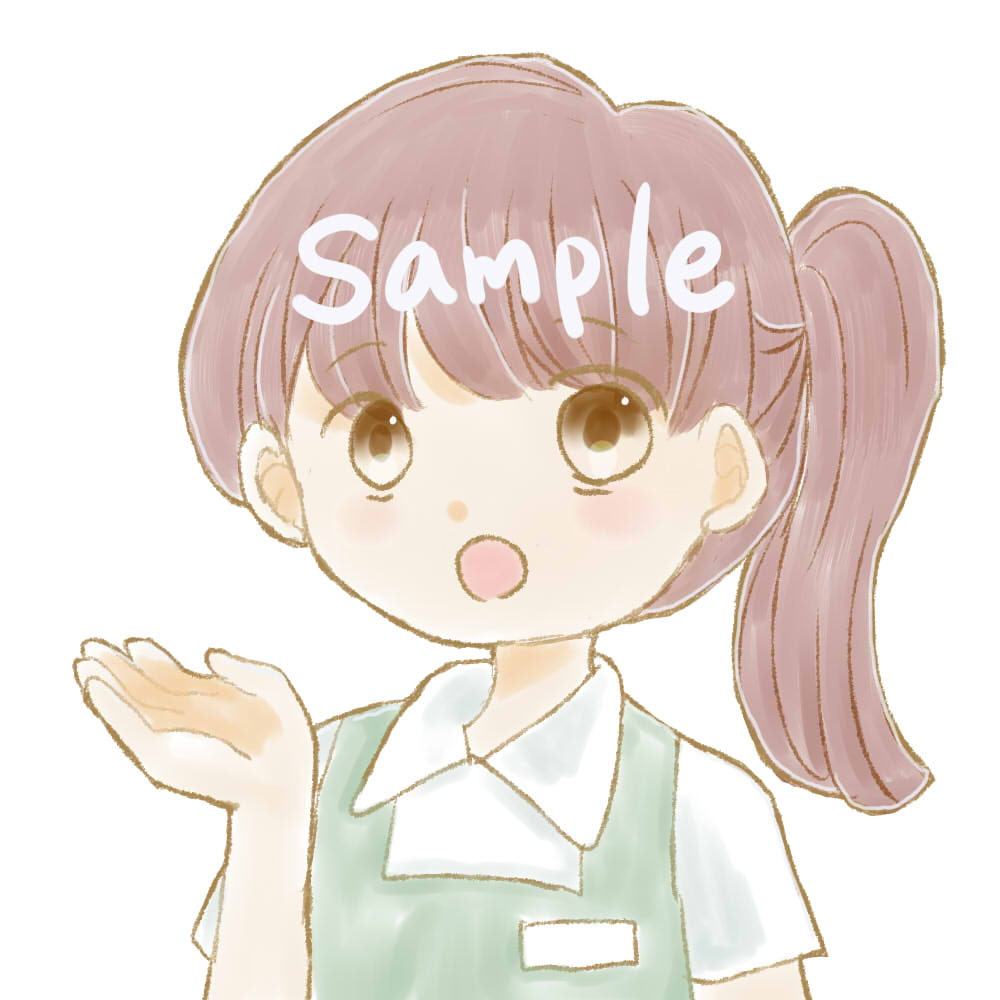 【商用利用OK】ショップ店員女の子イラスト素材/表情6つ