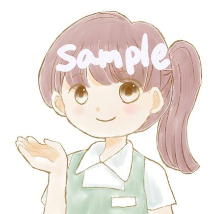 【商用利用OK】ショップ店員女の子イラスト素材/表情6つ