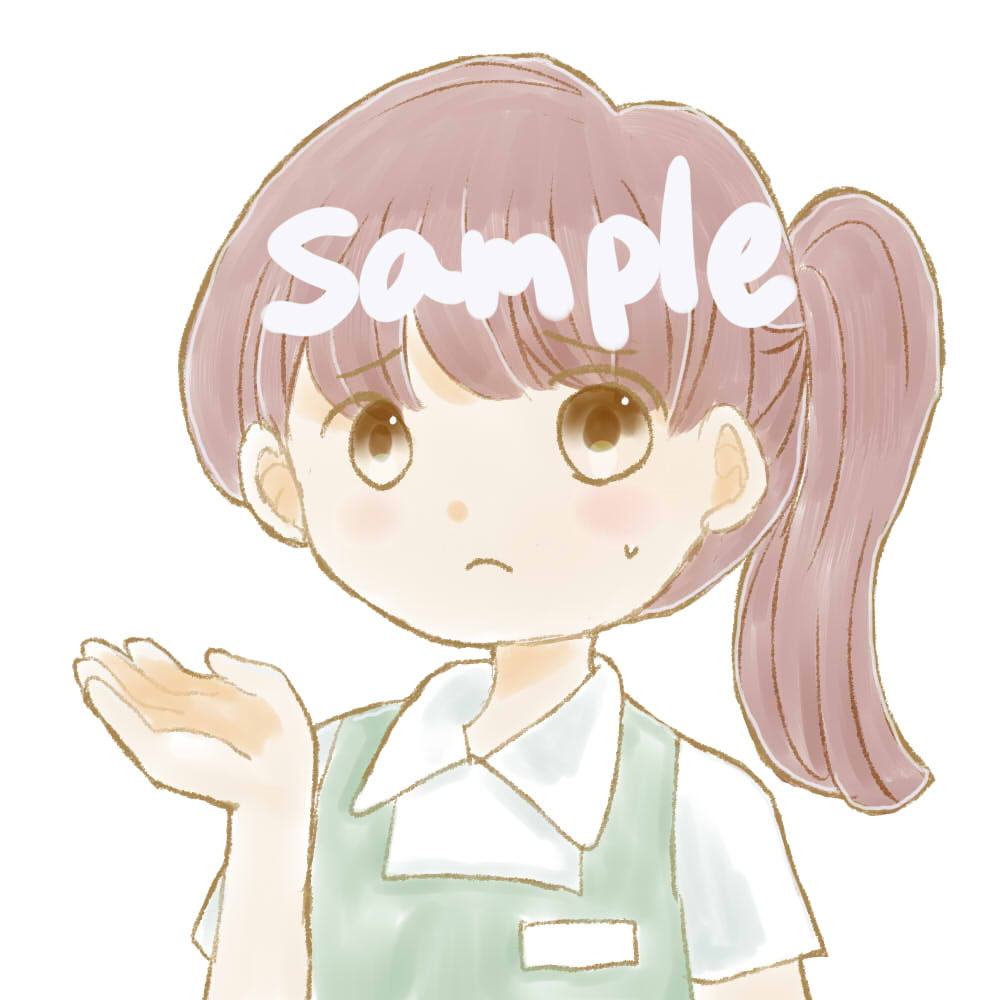 【商用利用OK】ショップ店員女の子イラスト素材/表情6つ