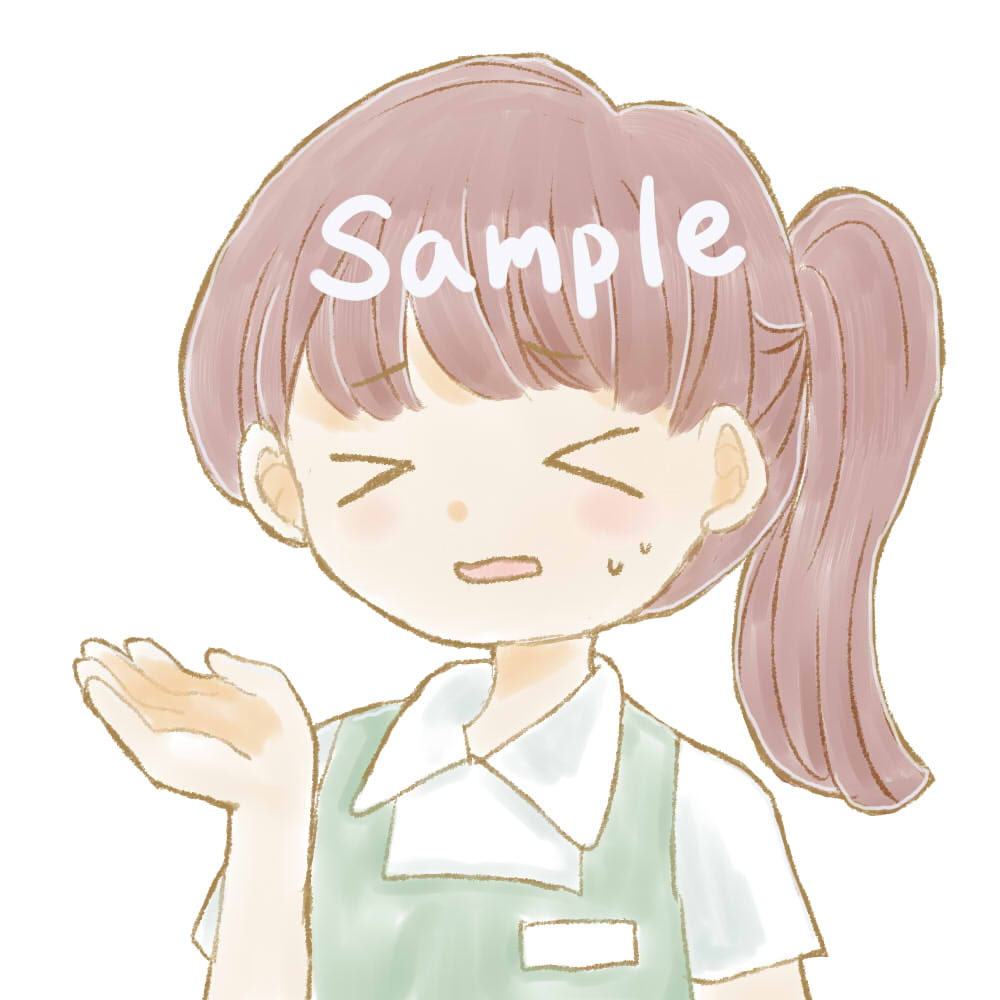【商用利用OK】ショップ店員女の子イラスト素材/表情6つ