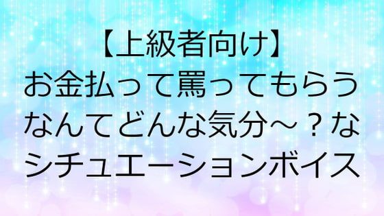 【上級者向け】お金払って罵ってもらうなんてどんな気分～?なシチュエーションボイス