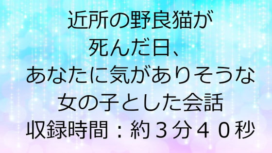 近所の野良猫が死んだ日、あなたに気がありそうな女の子との会話