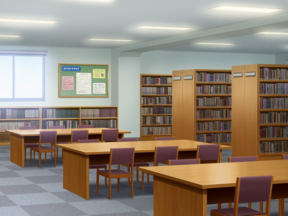 フリー背景素材 学校 図書室