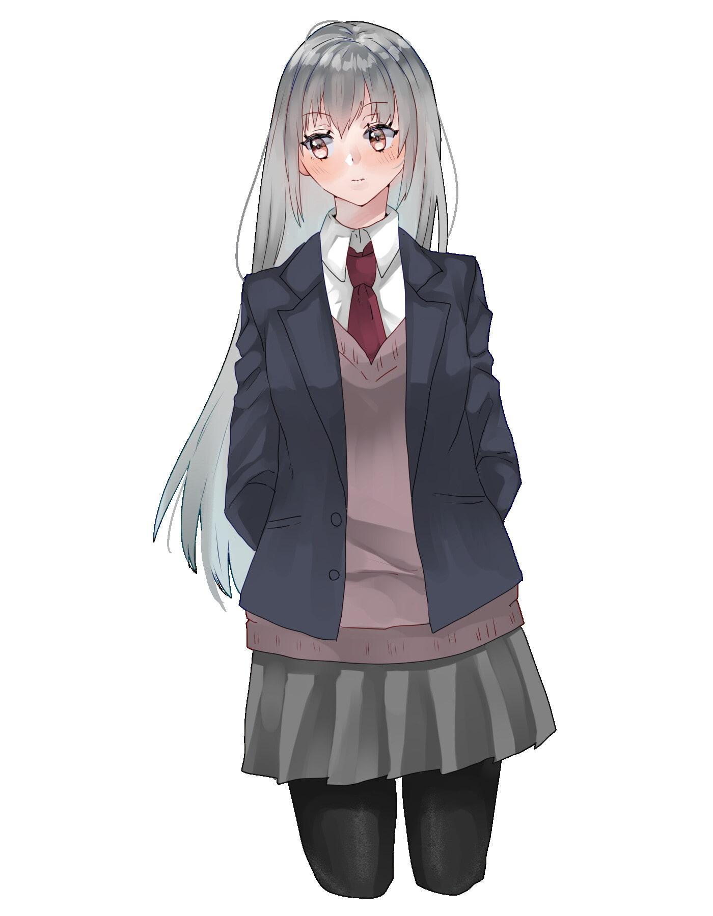 ブレザー女子学生立ち絵素材