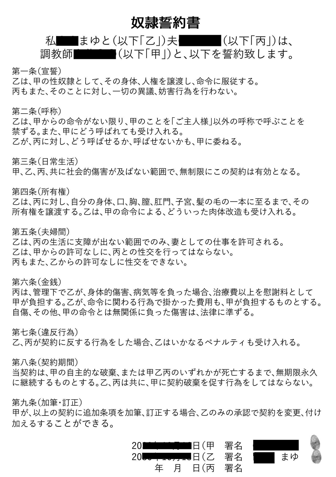 愛妻まゆ、寝取らせ誓約書2