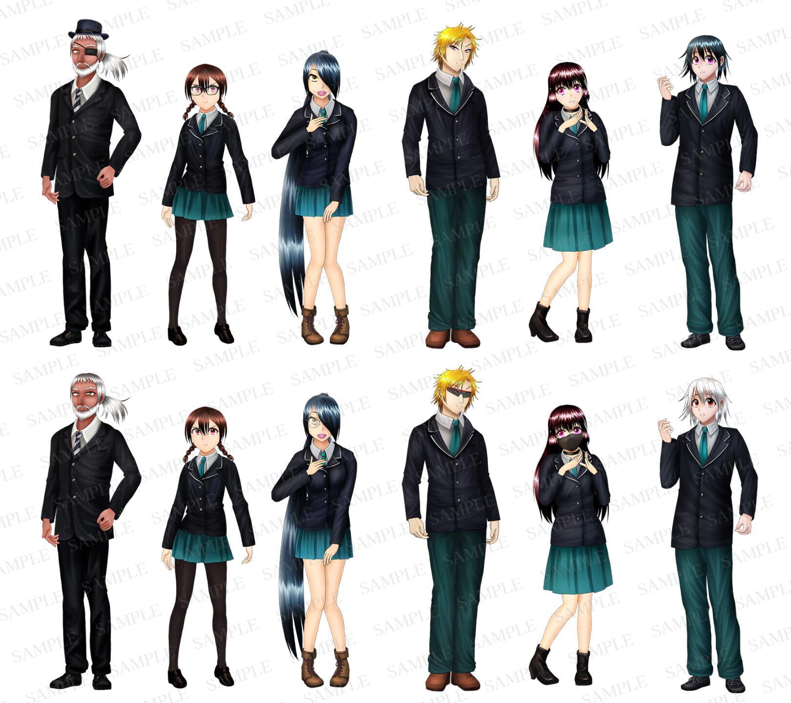 RPG立ち絵素材集1(制服ver)【歩行・顔・SV戦闘用素材付属】