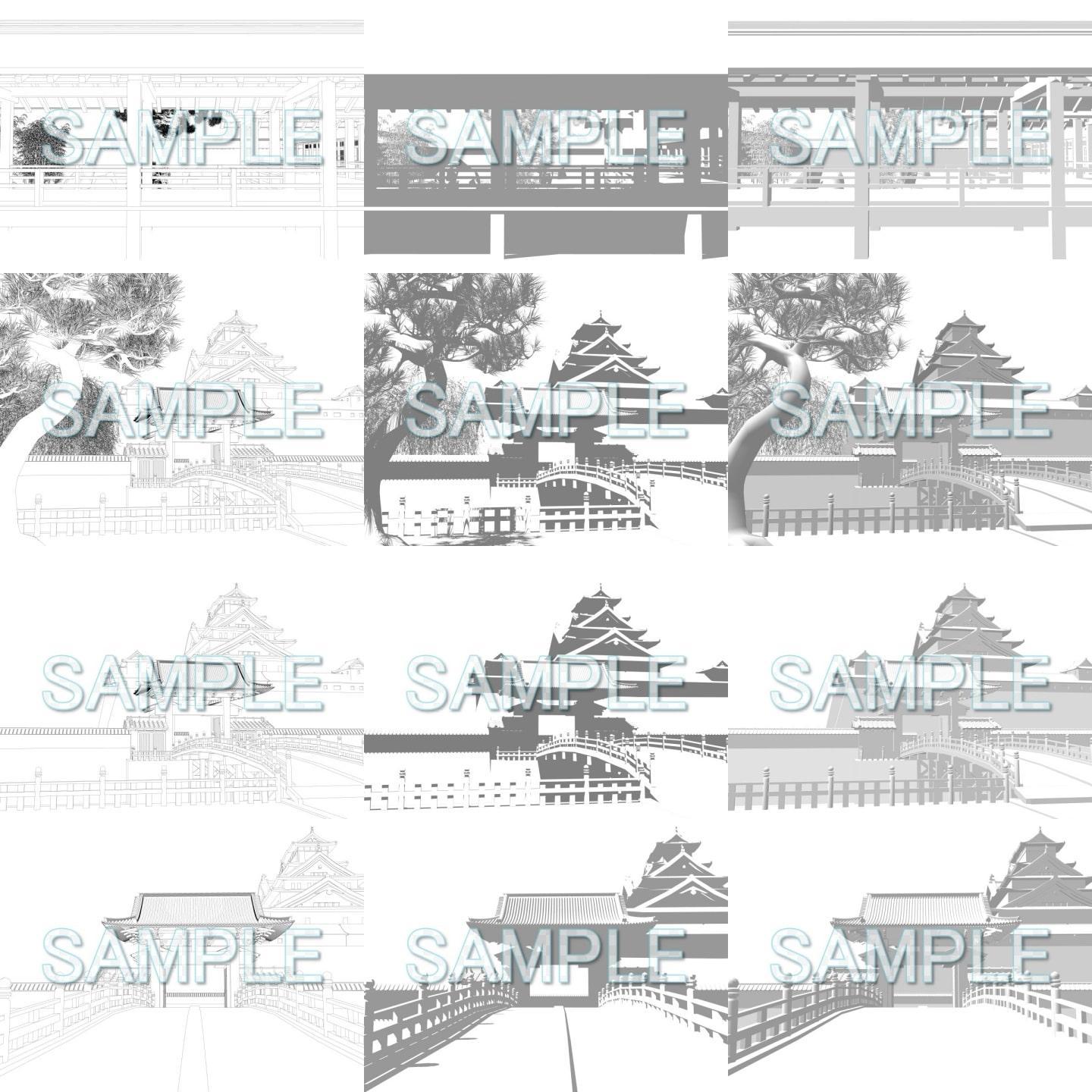 みにくる背景CG線画素材集『江戸編』part01