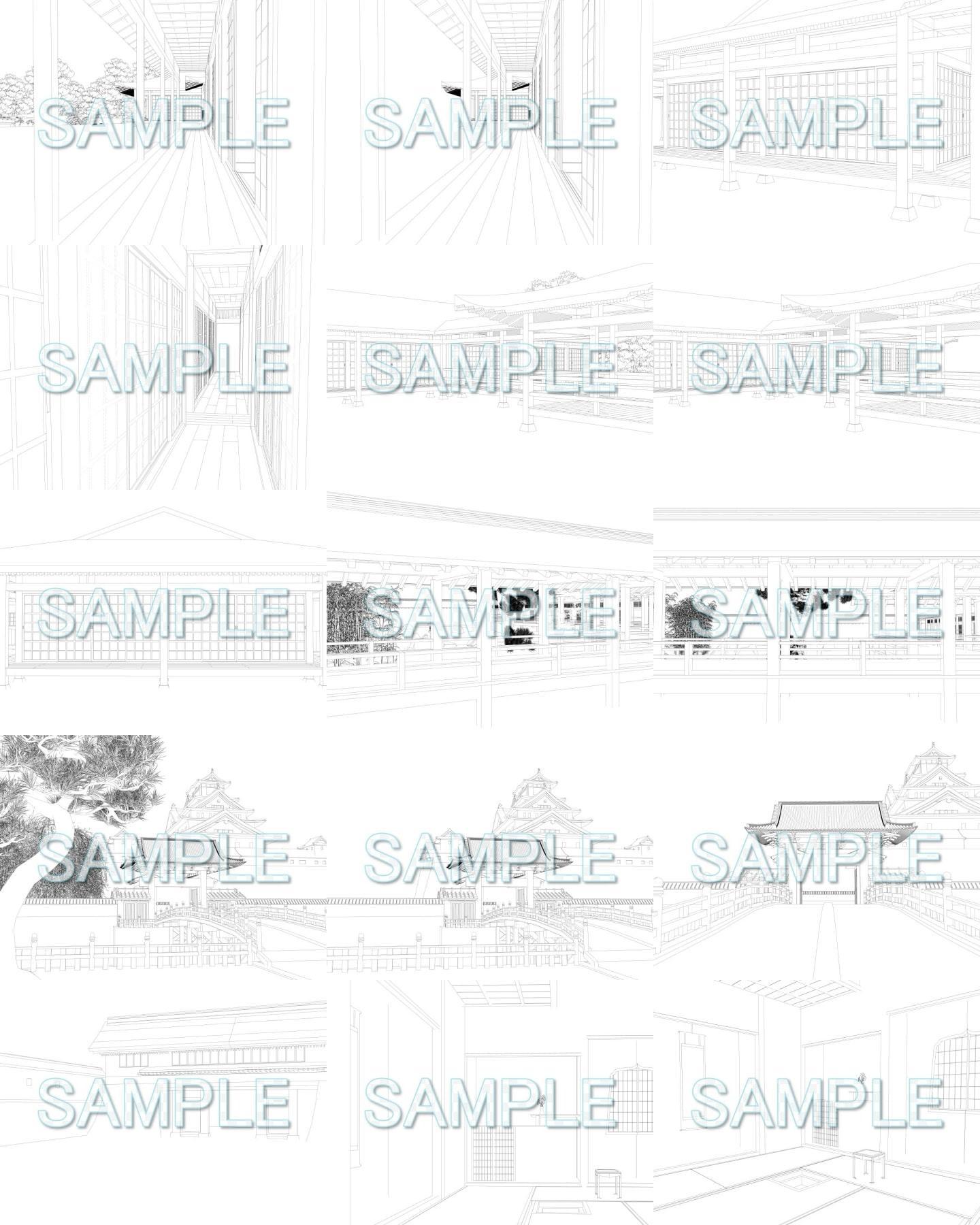 みにくる背景CG線画素材集『江戸編』part01