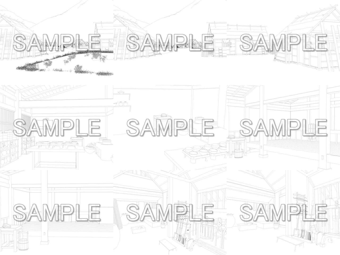 みにくる背景CG線画素材集『江戸編』part02