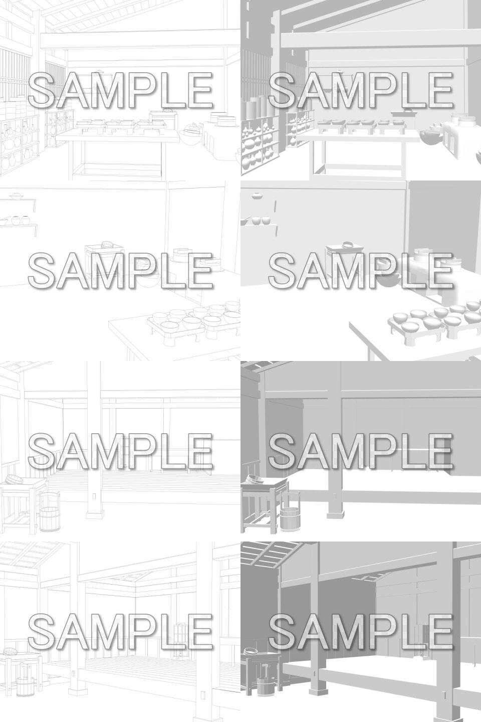 みにくる背景CG線画素材集『江戸編』part02