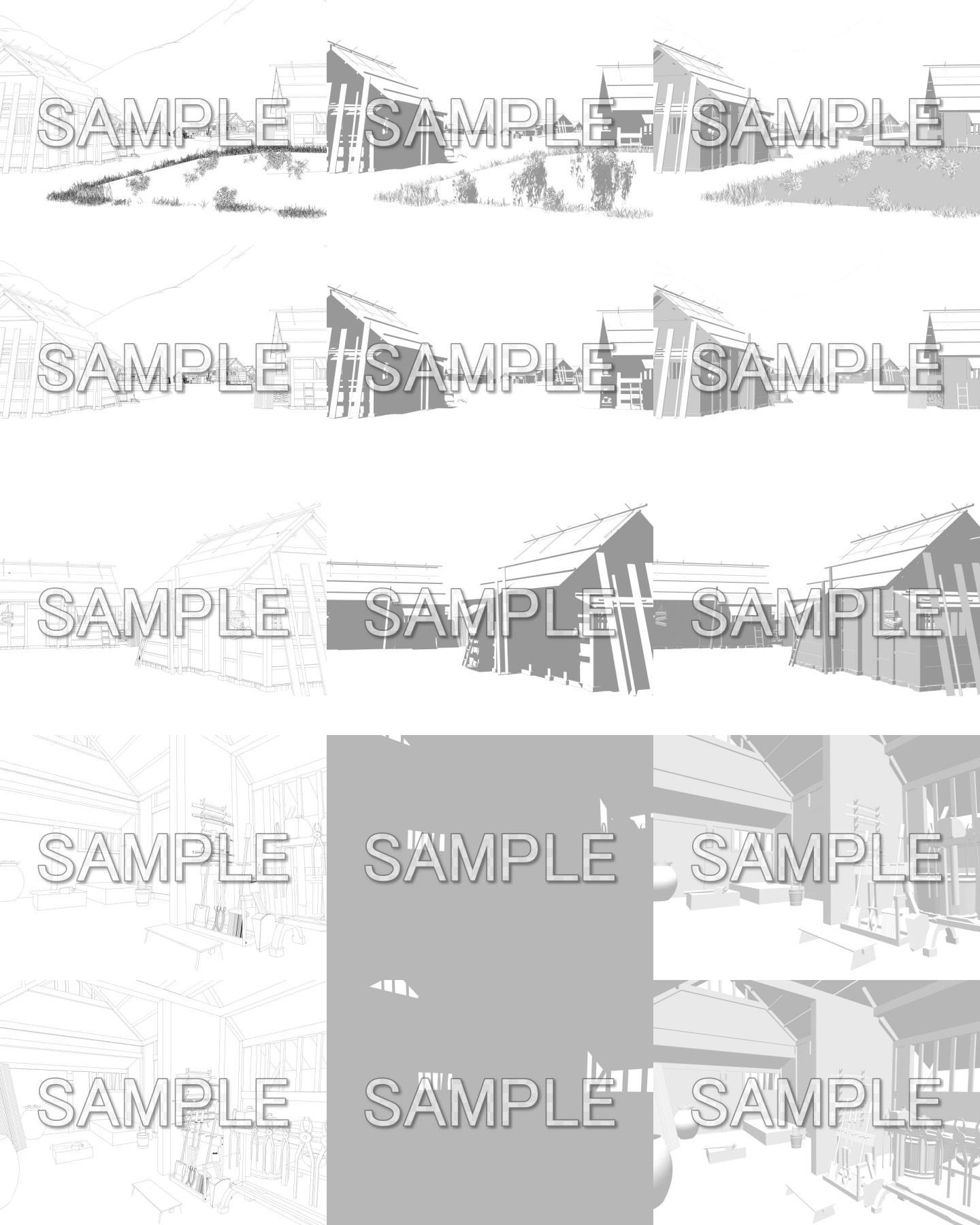 みにくる背景CG線画素材集『江戸編』part02