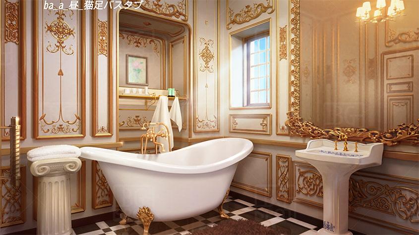 BG_豪華な部屋のトイレ、時にお風呂、あるいは…