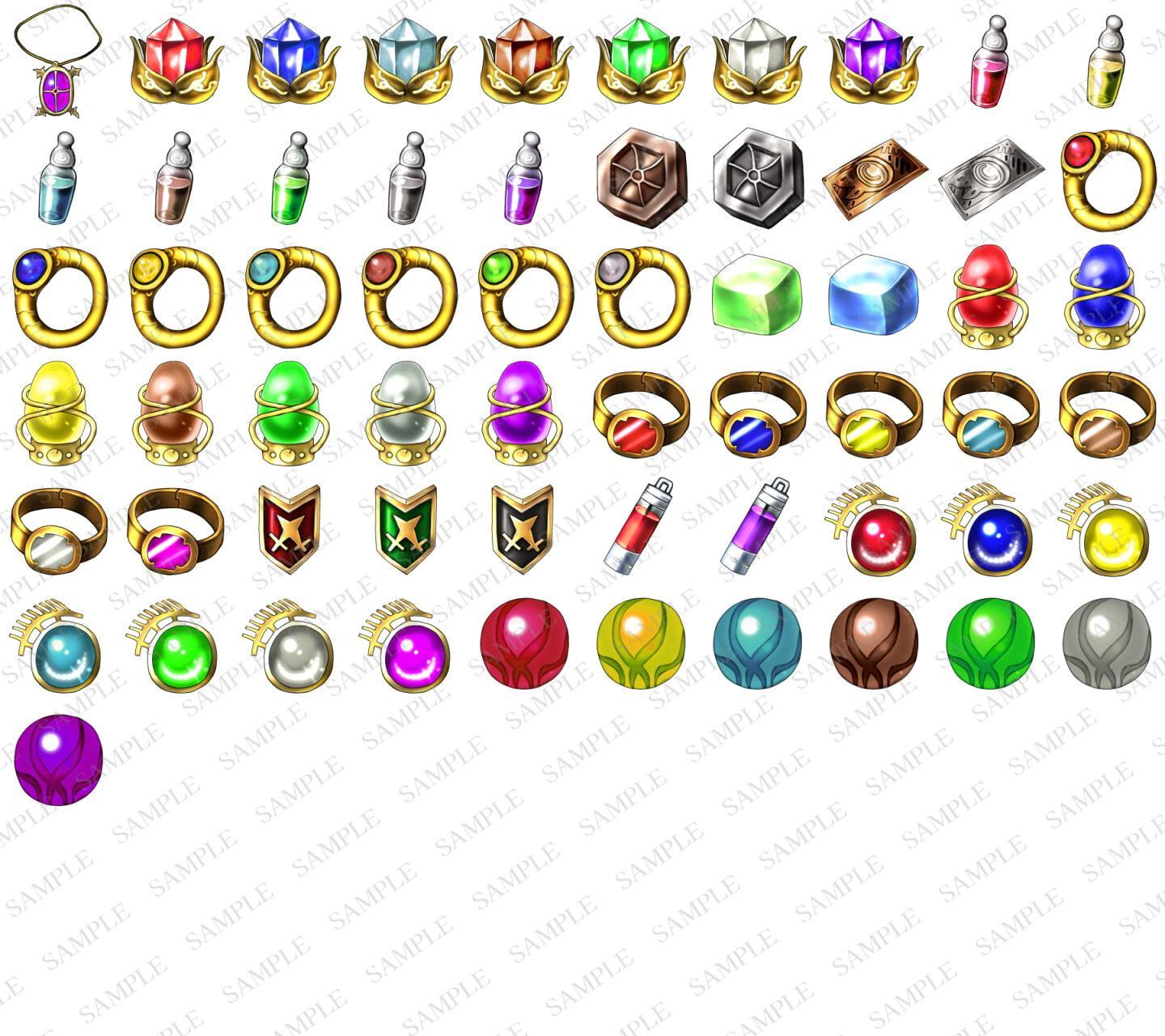 【フレーム付き】RPG定番アイテム100【素材・進化・合成向けアイコン素材】