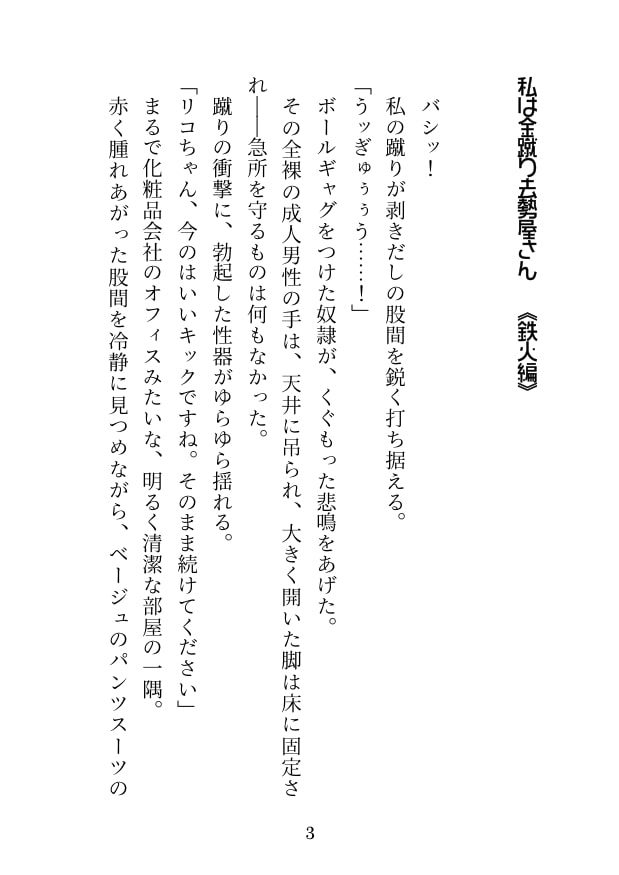 私は金蹴り去勢屋さん(鉄火編&捲土編)