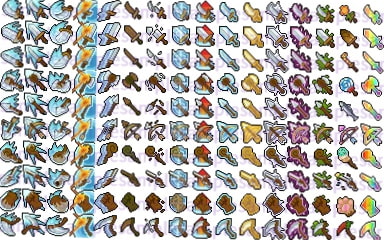 【ドット絵】武器スキルアイコン素材(24×24)と(32×32)