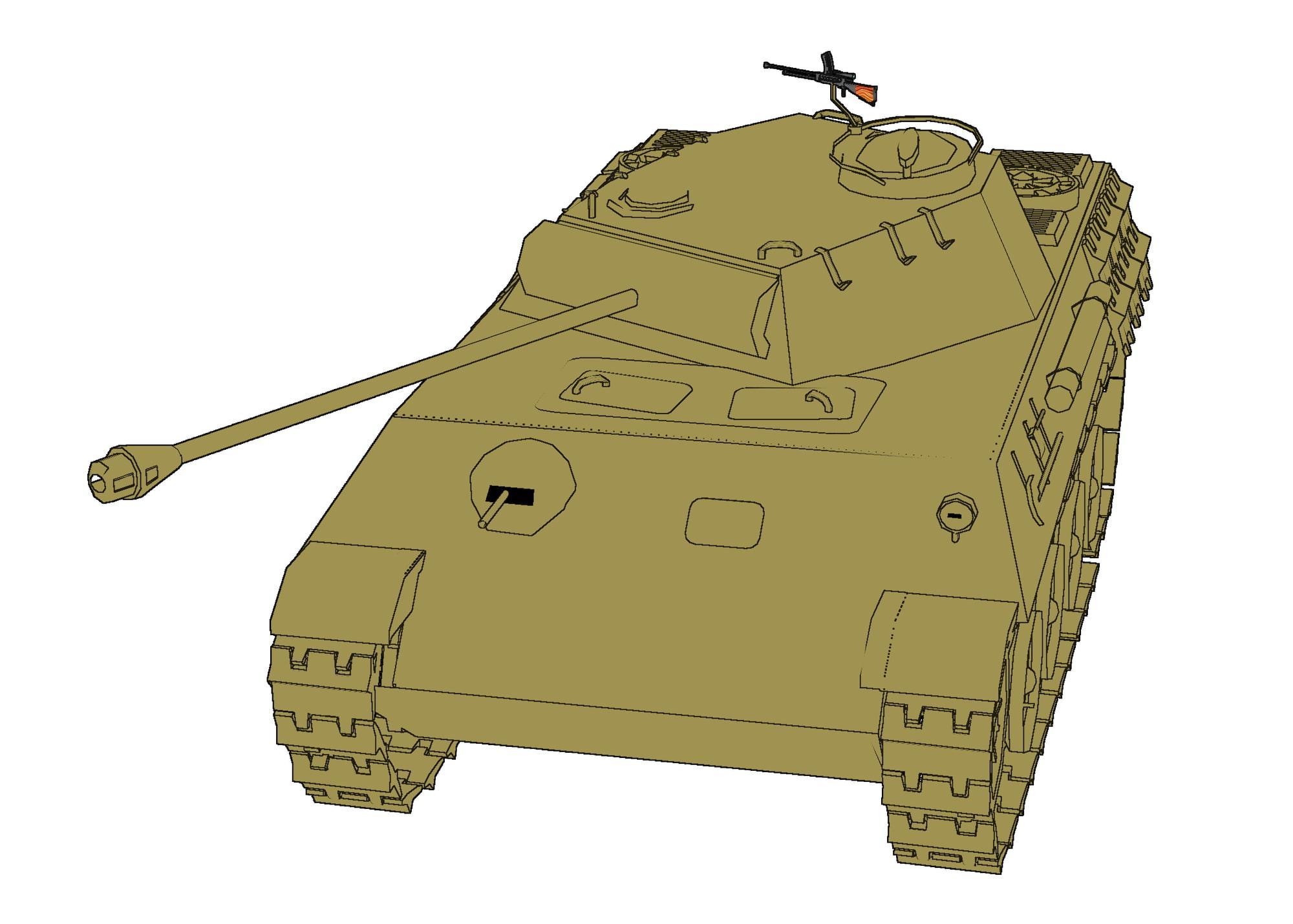 3Dで作ったのでいろんな角度の画像があります『著作権フリー素材 ドイツ パンター戦車』