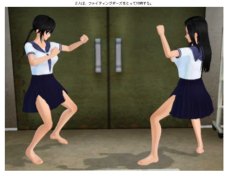 がり勉お嬢様vsヤンキー女番長 キャットファイト