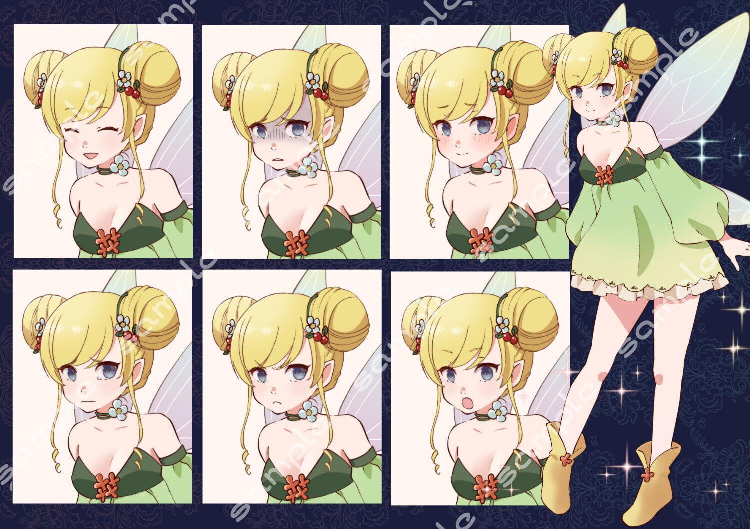 立ち絵素材_12(お団子フェアリー全身、表情7種)