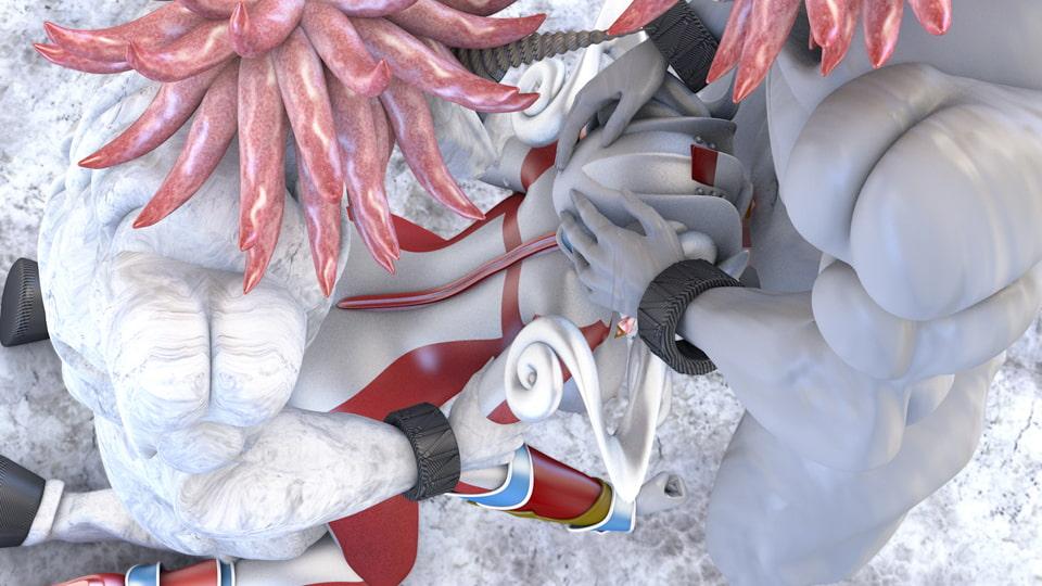 【ピストン速度3段階/ループアニメGIF】Wユニコーン星人の陵辱3P