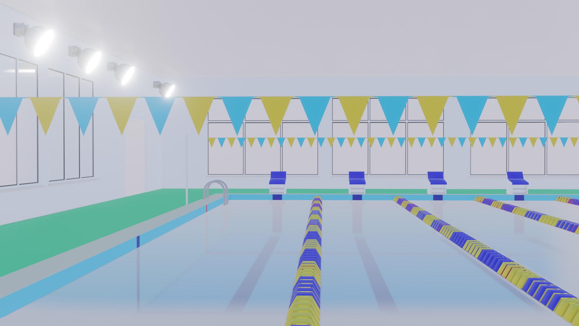 (3D)スイミングスクールプール