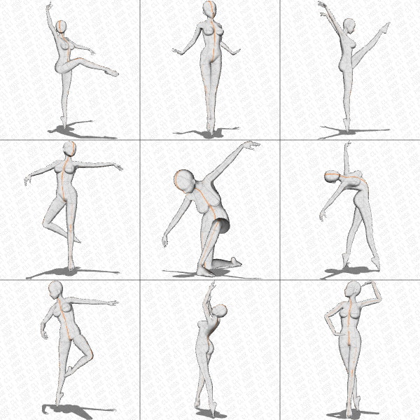 【ポーズ作画資料集061】バレエポーズ27点