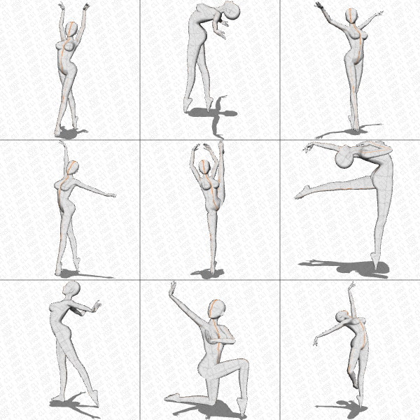 【ポーズ作画資料集061】バレエポーズ27点