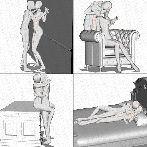 【ポーズ作画資料集063】同身長全身ポーズ12点