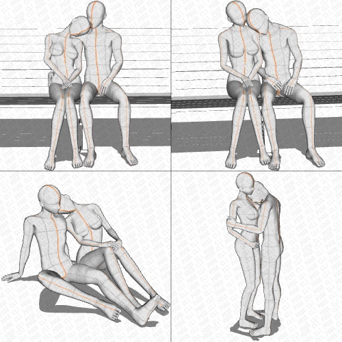【ポーズ作画資料集063】同身長全身ポーズ12点