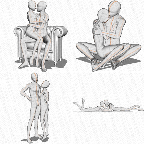 【ポーズ作画資料集064】身長差中全身ポーズ12点