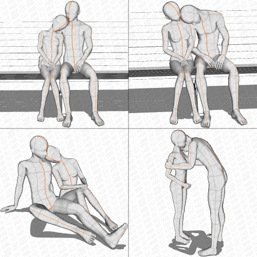 【ポーズ作画資料集064】身長差中全身ポーズ12点
