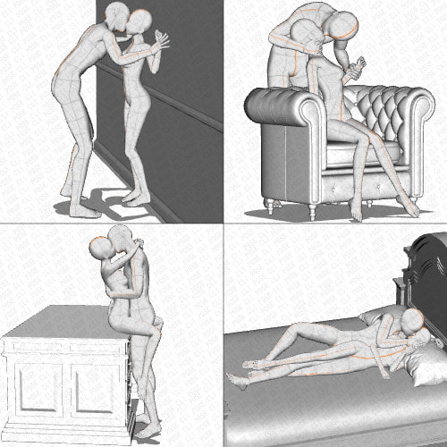 【ポーズ作画資料集064】身長差中全身ポーズ12点