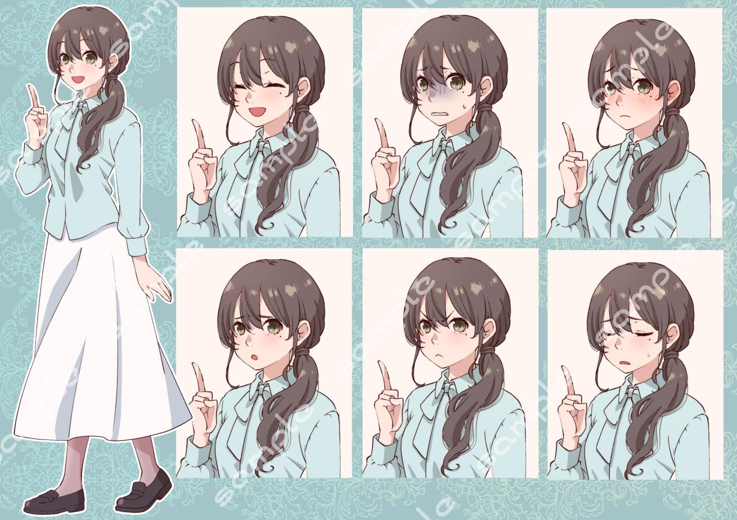 立ち絵素材_学園系キャラ8体セット(複数差分あり)