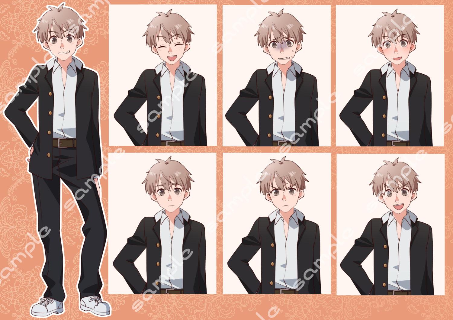 立ち絵素材_学園系キャラ8体セット(複数差分あり)