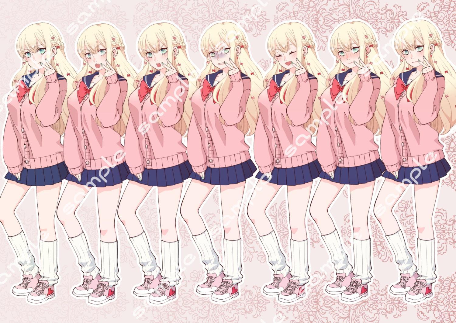 立ち絵素材_学園系キャラ8体セット(複数差分あり)