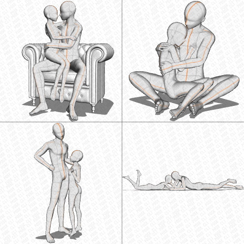 【ポーズ作画資料集065】身長差大全身ポーズ12点