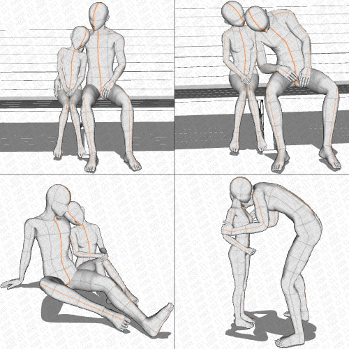 【ポーズ作画資料集065】身長差大全身ポーズ12点