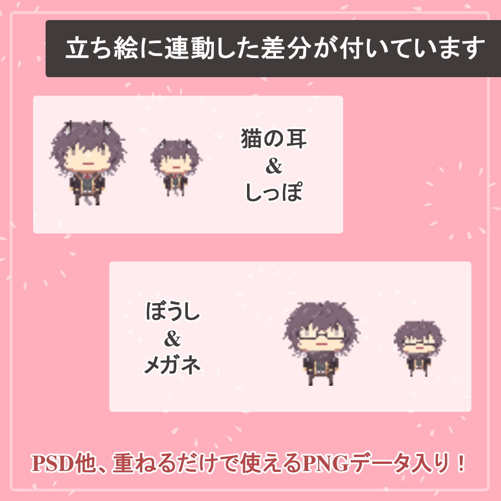 【制服SET】RPGツクール・ピクスクでそのまま使える高校生の歩行ドットアバター制服SET