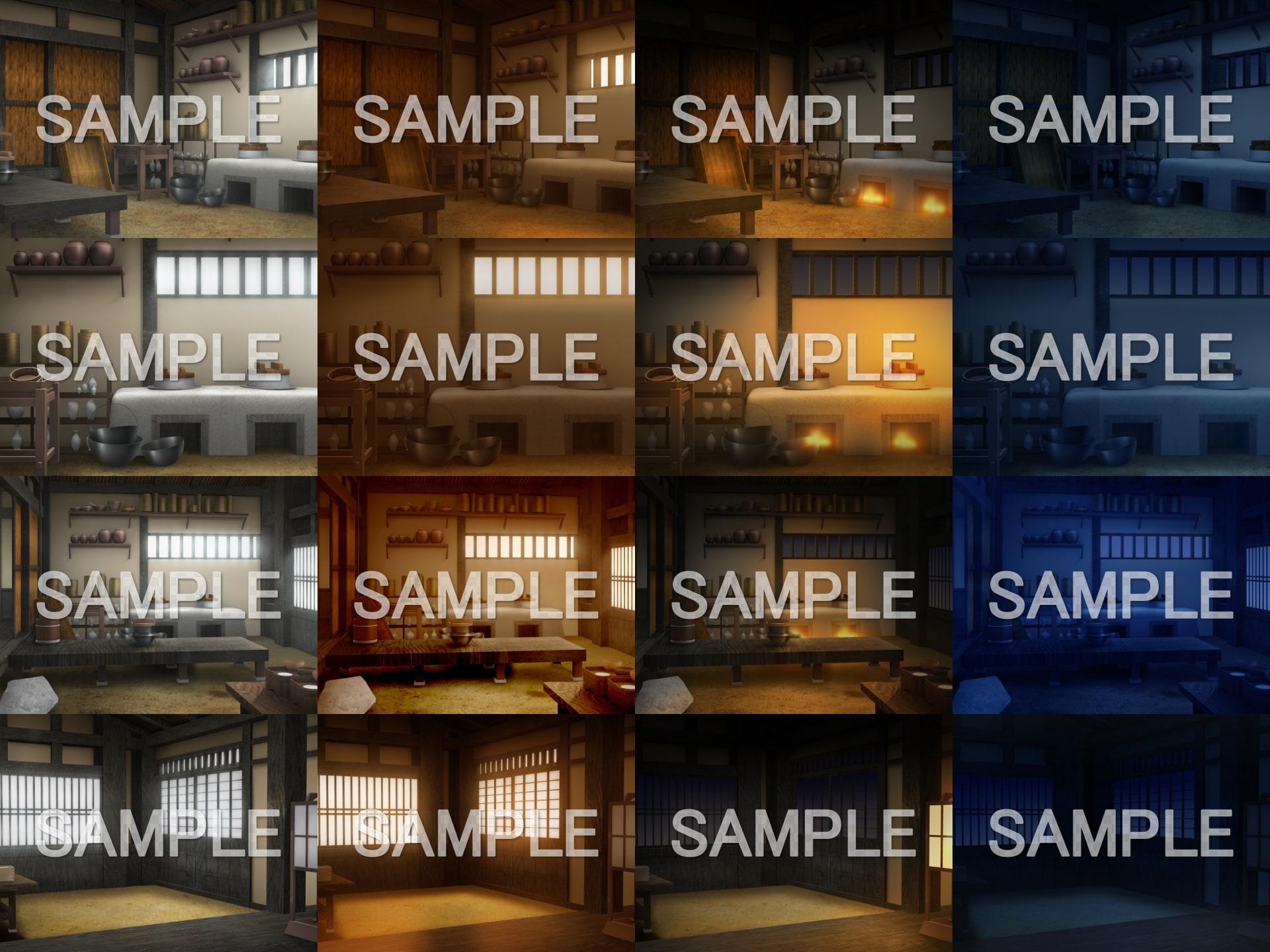 みにくる背景CG素材集『江戸編』part01(茶室・囲炉裏・台所)
