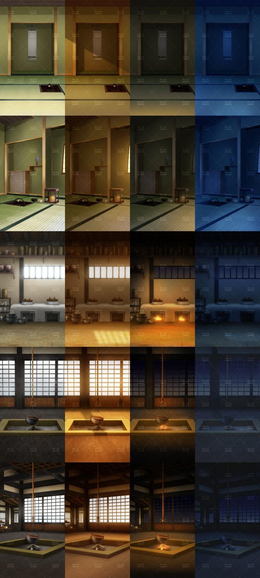 みにくる背景CG素材集『江戸編』part01(茶室・囲炉裏・台所)