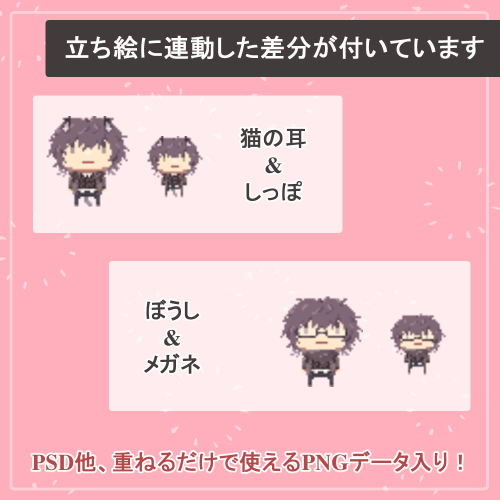 【私服SET】RPGツクール・ピクスクでそのまま使える高校生の歩行ドットアバター私服SET