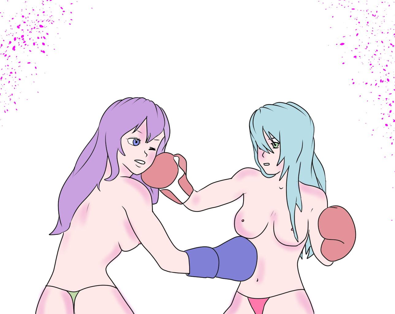 甘いボクシングの試合! トップレスファイト!