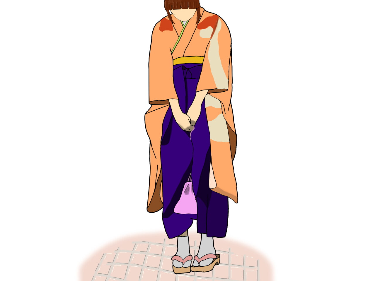 台無し…男の娘の振袖袴おしっこおもらし