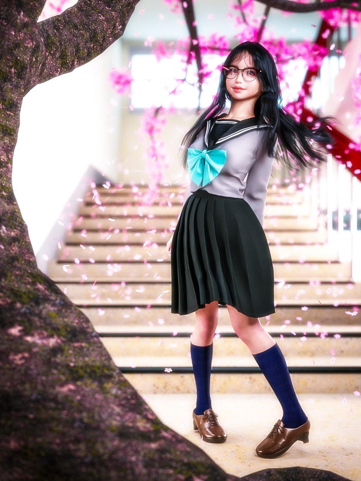 セーラー服のメガネっ娘