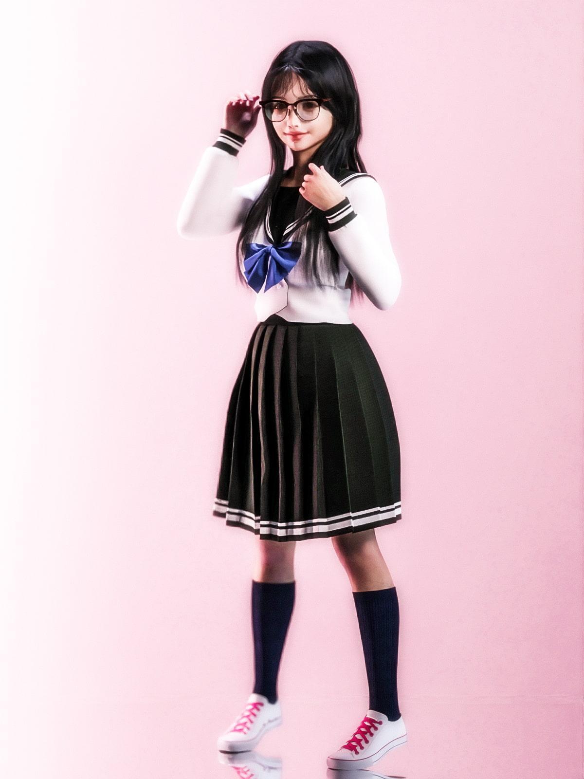 セーラー服のメガネっ娘