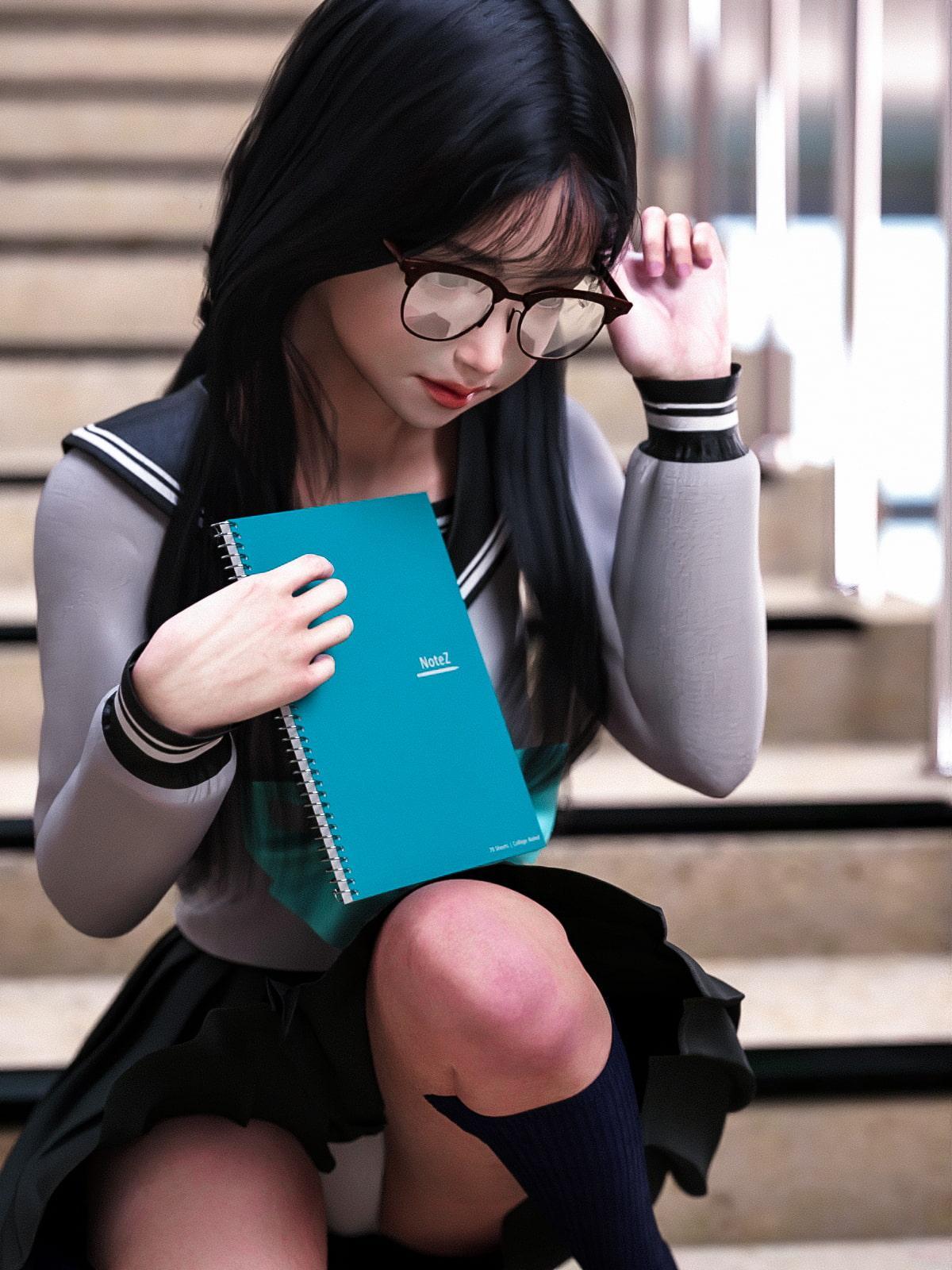 セーラー服のメガネっ娘