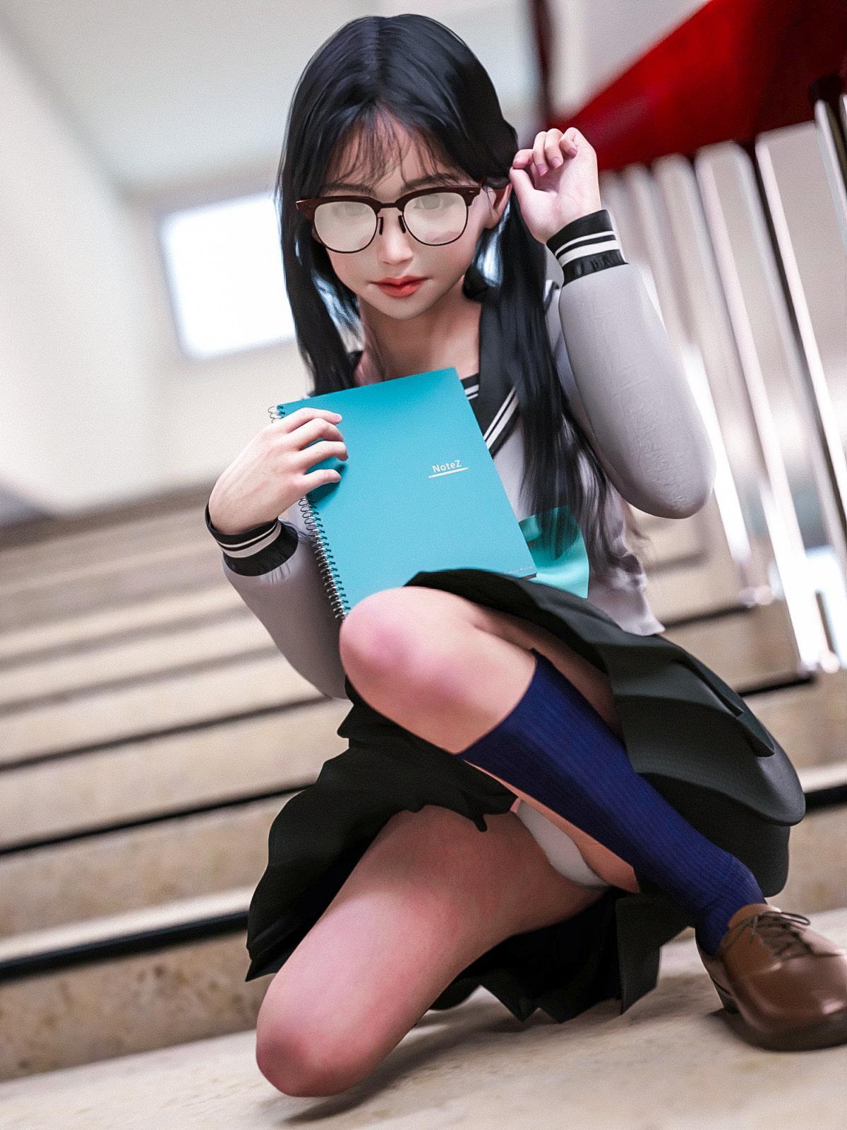 セーラー服のメガネっ娘