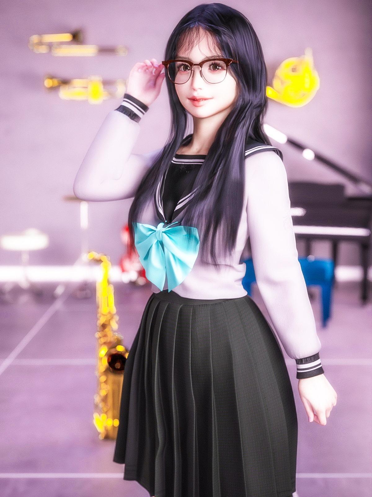 セーラー服のメガネっ娘