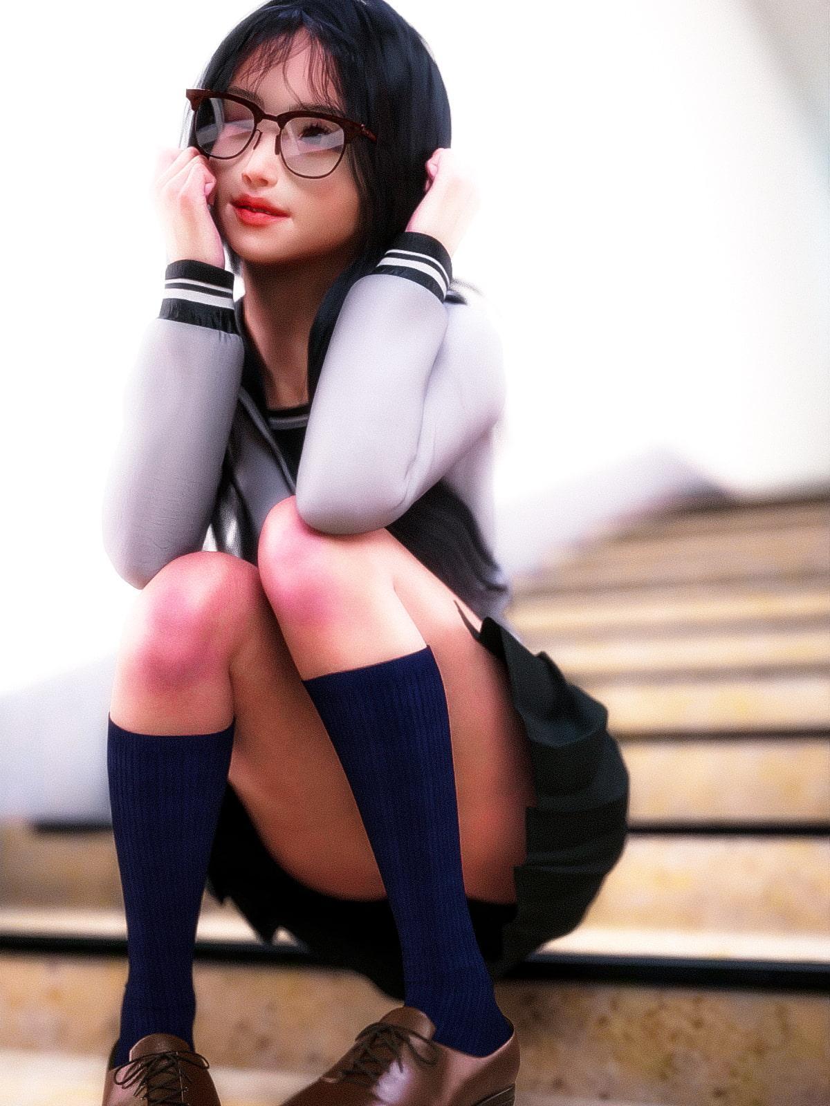 セーラー服のメガネっ娘