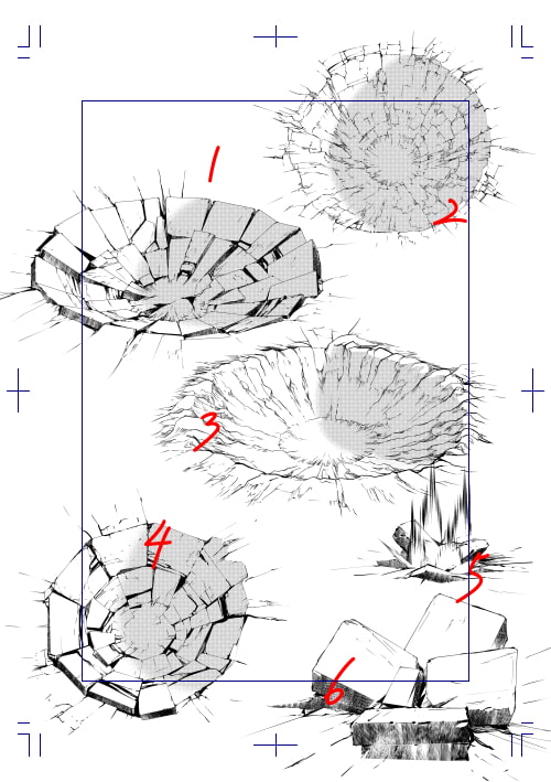 素材をどうぞ『戦闘の穴6種』