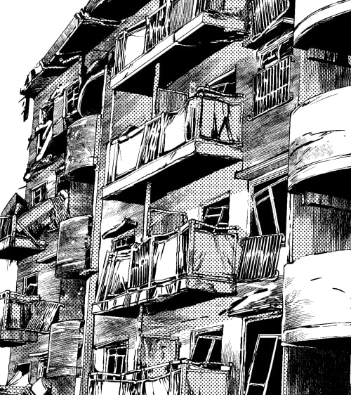 素材をどうぞ『破壊されたアパートメント』